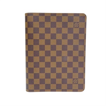 棕色 棋盤格帆布 案頭記事本封套 附R09147城市指南【LOUIS VUITTON LV 路易威登】 R21065
