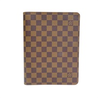 棕色 棋盤格帆布 案頭記事本封套 附R09147城市指南【LOUIS VUITTON LV 路易威登】 R21065