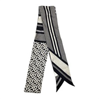灰/黑/白色 絲綢 圍巾【BURBERRY 巴寶莉】 8037016