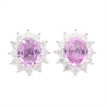 JEWELRY 無品牌珠寶 Pink Sapphire 耳環 18K白金 粉紅藍寶石 鑽石 Sapphire 2.0g