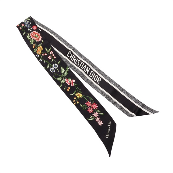 黑色 絲綢 Jardin Botanique Mitzah Scarf 絲巾【Dior 迪奧 】 32FLE1061602
