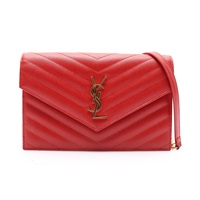 紅色 牛皮 鏈帶肩背包【SAINT LAURENT 聖羅蘭】 393953