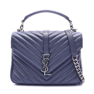藍色牛皮 College Medium 肩背包【SAINT LAURENT YSL 聖羅蘭】 428056