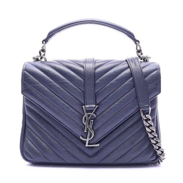 藍色牛皮 College Medium 肩背包【SAINT LAURENT YSL 聖羅蘭】 428056