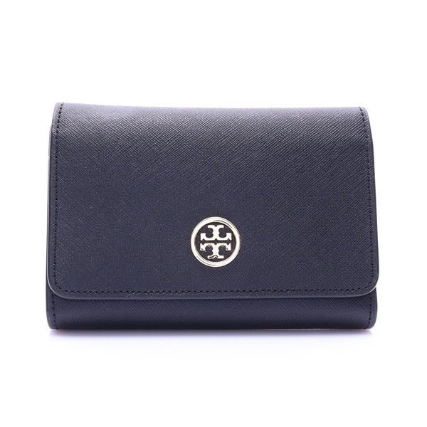 黑色 牛皮 Robinson 三折短夾【TORY BURCH 托里·伯奇】