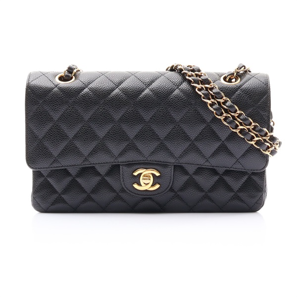 黑色牛皮 Matelasse 25 鍊帶 肩背包【CHANEL 香奈兒】 A01112
