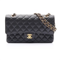 黑色牛皮 Matelasse 25 鍊帶 肩背包【CHANEL 香奈兒】 A01112
