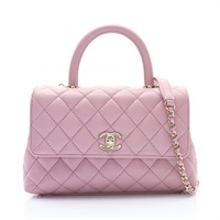 粉色 荔枝紋牛皮 Coco Handle Small 兩用包【CHANEL 香奈兒】 A92990