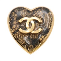 黑金色 蕾絲 愛心 造型胸針【CHANEL 香奈兒】