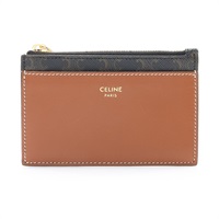 棕色 牛皮 帆布 Zipped Card Holder 卡夾 名片夾 【CELINE 賽琳】 10F992BZ9.04LU