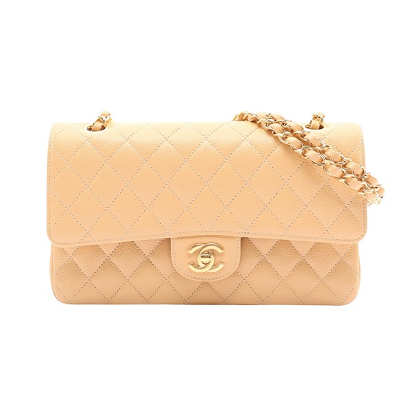 卡其色 荔枝紋牛皮 Coco 25 肩背包 鍊帶【CHANEL 香奈兒】 A01112