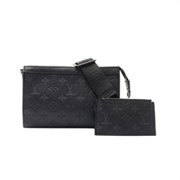 黑色 原花壓紋 牛皮 Gaston Wearable Wallet 肩背包【LOUIS VUITTON LV 路易威登】 M81115