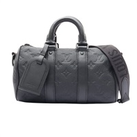 黑色 花壓紋牛皮 Keepall Bandouliere 25 肩背包【LOUIS VUITTON LV 路易威登】 M20900