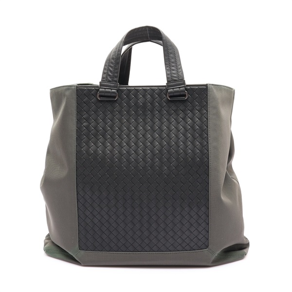 綠色 羊皮 帆布 Mixed Media 手提包【BOTTEGA VENETA BV 寶緹嘉】