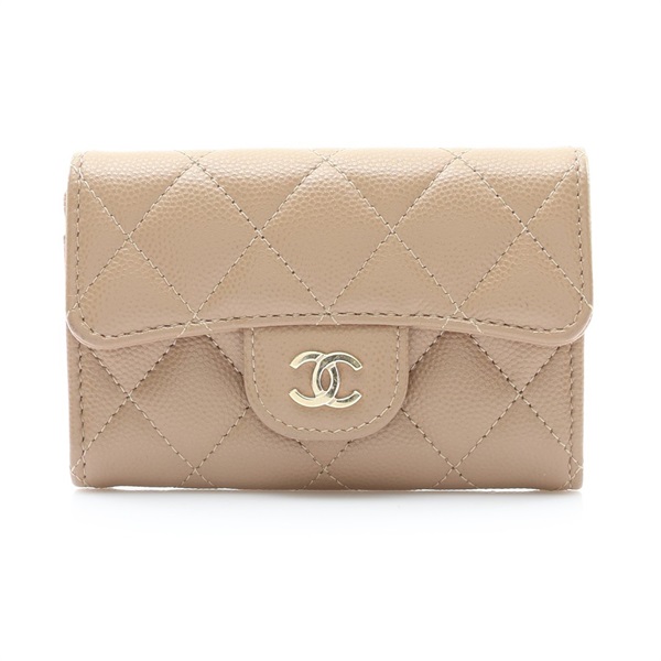 Classic Flap Card Holder 卡夾 名片夾 卡其色 荔枝紋牛皮【CHANEL 香奈兒】 AP0214