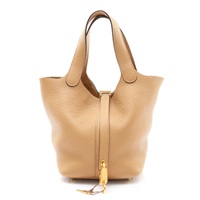 餅乾色 Clemence 牛皮 Picotin Lock 18 手提包 U刻 金釦【HERMES 愛馬仕】 H056289CC