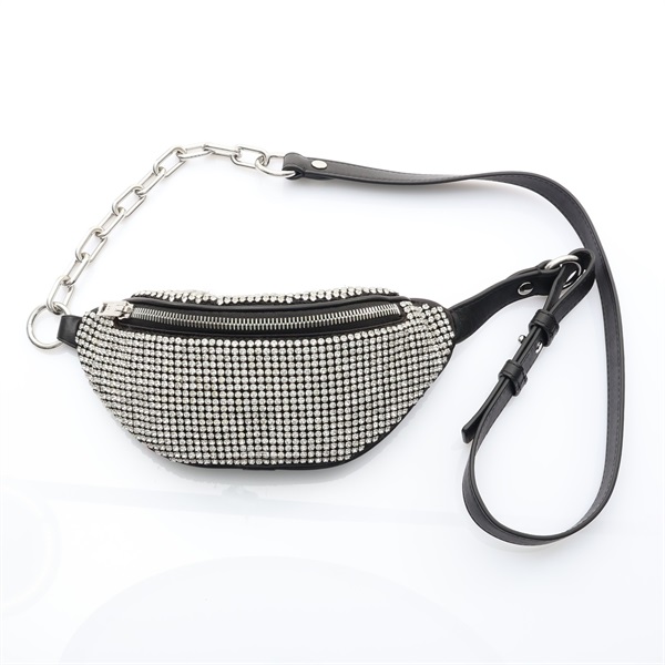 黑色 牛皮 水晶 Attica Rhinestone 胸包【Alexander Wang 王大仁】