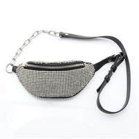 黑色 牛皮 水晶 Attica Rhinestone 胸包【Alexander Wang 王大仁】