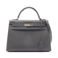 灰褐色 Epsom牛皮 Kelly 32 凱莉包 兩用包 □J刻 銀釦 無鎖頭組【HERMES 愛馬仕】