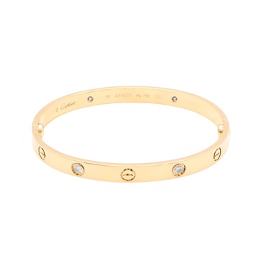 Cartier 卡地亞 LOVE 4PD 手環 18K黃金 鑽石 B6080117