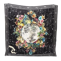Dior 迪奧  Zodiac 90 星座 方巾 黑色 絲綢 15ZOD090I607