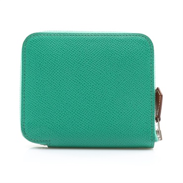 翡翠綠 EPSON牛皮 Silk in Compact 拉鍊 零錢包 Z刻【HERMES 愛馬仕】