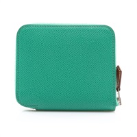 翡翠綠 EPSON牛皮 Silk in Compact 拉鍊 零錢包 Z刻【HERMES 愛馬仕】