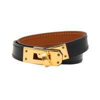 HERMES 愛馬仕 Kelly Double tour手環 黑色 BOX牛皮 Y刻 金釦 H068438CC89