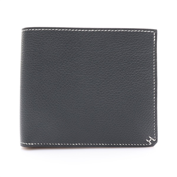 灰色 Everycolor牛皮 H Sellier Compact 二折短夾 K刻【HERMES 愛馬仕】 H084594CK0L