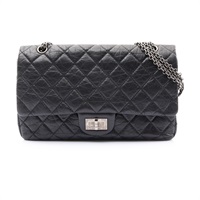 黑色 牛皮 2.55 Maxi 鍊帶肩背包 銀釦 (牛皮)【CHANEL 香奈兒】 A37590
