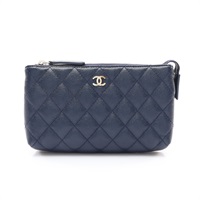 藍色 荔枝紋牛皮 手拿包【CHANEL 香奈兒】