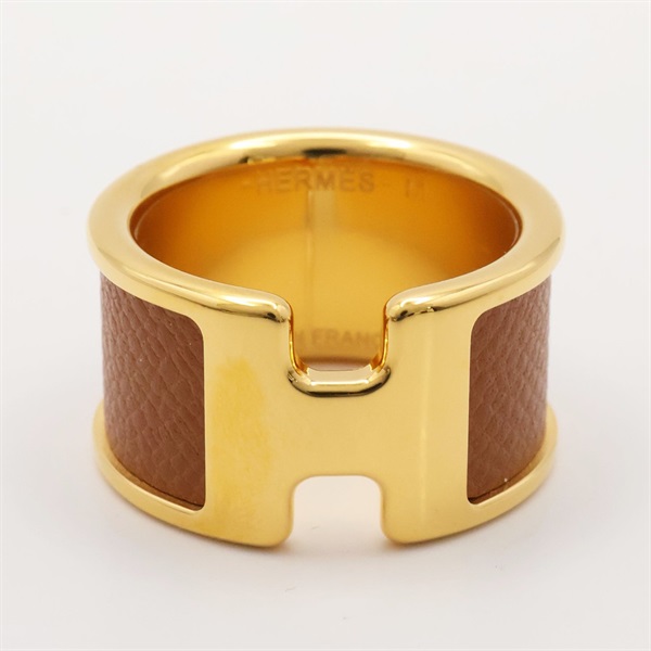 HERMES 愛馬仕 Olympe 戒指 金棕色 Madame牛皮 金色鍍金 H500059FD37S