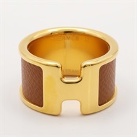 HERMES 愛馬仕 Olympe 戒指 金棕色 Madame牛皮 金色鍍金 H500059FD37S