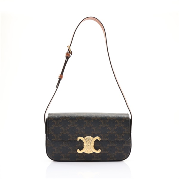 棕色 Triomphe帆布 牛皮 Claude 肩背包【CELINE 賽琳】 194142CUZ