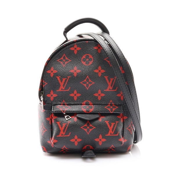 黑/紅色 原花帆布 Palm Springs Mini 後背包【LOUIS VUITTON LV 路易威登】 M41457