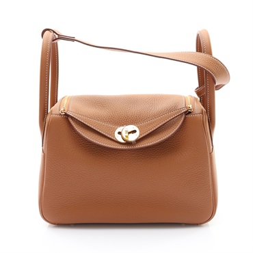 金棕色 Clemence牛皮 Lindy 26 肩背包 K刻 金釦【HERMES 愛馬仕】 H073428CC