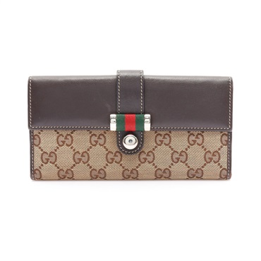 Ophidia 扣式 長夾 GG帆布 棕色【GUCCI 古馳】 233003