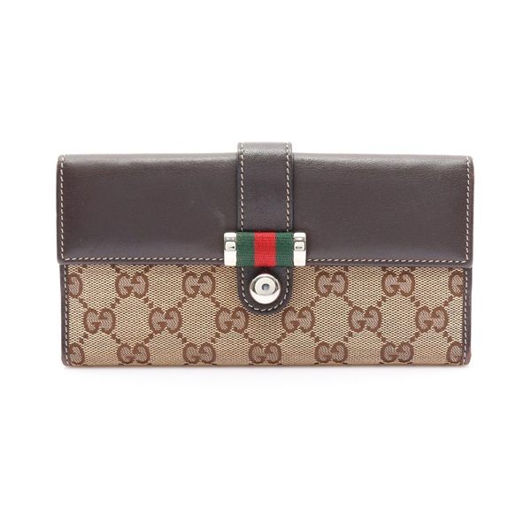 Ophidia 扣式 長夾 GG帆布 棕色【GUCCI 古馳】 233003