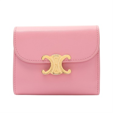 Small Flap Wallet Triomphe 牛皮 三折短夾 粉色【CELINE 賽琳】 10D783DPV