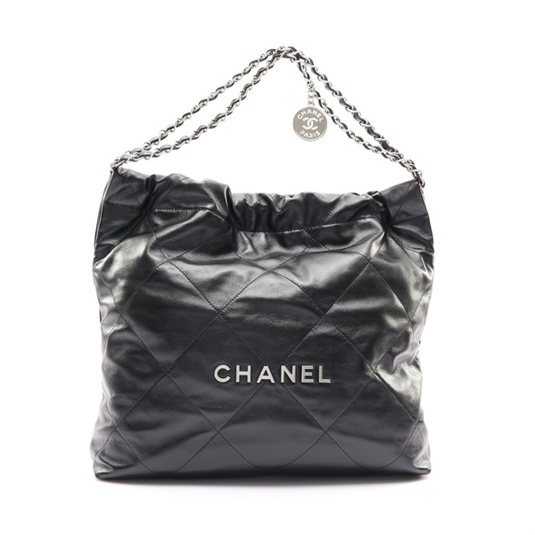 22 肩背包 黑色 牛皮 銀釦【CHANEL 香奈兒】 AS3261