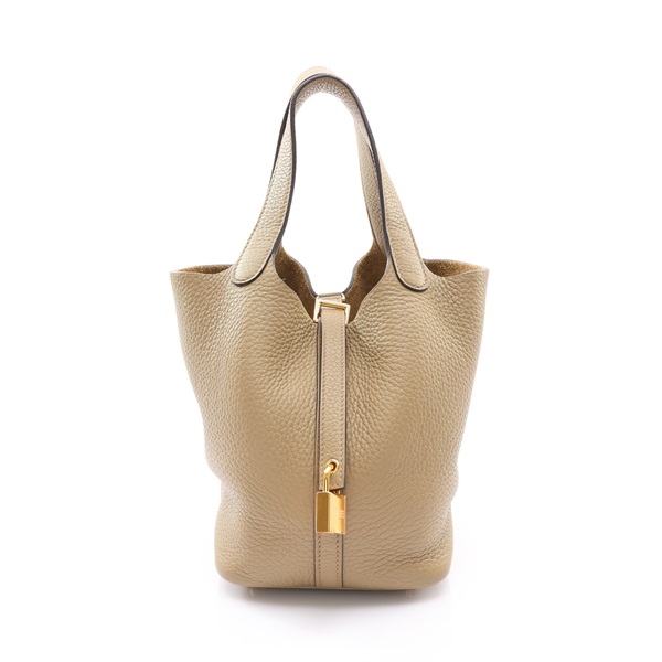 HERMES 愛馬仕 Picotin Lock 18 手提包 馬爾法米色 Taurillon牛皮 W刻 金扣 H056289CC