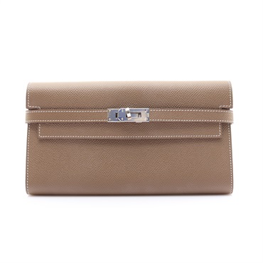 HERMES 愛馬仕 Kelly 長夾 Epsom牛皮 大象灰 銀扣 Y刻