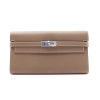 HERMES 愛馬仕 Kelly 長夾 Epsom牛皮 大象灰 銀扣 Y刻
