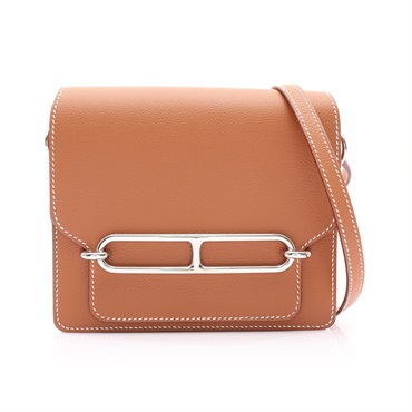 HERMES 愛馬仕 Mini Roulis 肩背包 金棕色 Evercolor牛皮 K刻 銀扣 H070510CK