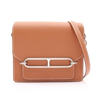 HERMES 愛馬仕 Mini Roulis 肩背包 金棕色 Evercolor牛皮 K刻 銀扣 H070510CK