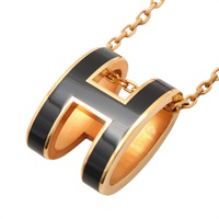 HERMES 愛馬仕 Pop H 項鍊 黑色琺瑯 金色鍍金