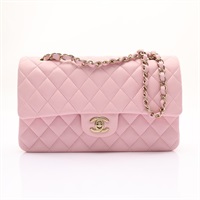 CHANEL 香奈兒 Classic 肩背包 粉色 菱格紋羊皮 金扣 A01112