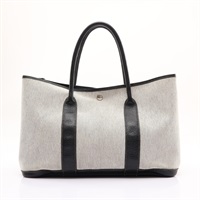 HERMES 愛馬仕 Garden Party 36 手提包 黑色 Toile帆布 Negonda 牛皮 □O刻