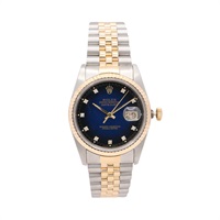 ROLEX 勞力士 DateJust 36 腕錶 藍色錶盤 18K黃金 不鏽鋼 11PD鑽石 有刻字 16233G