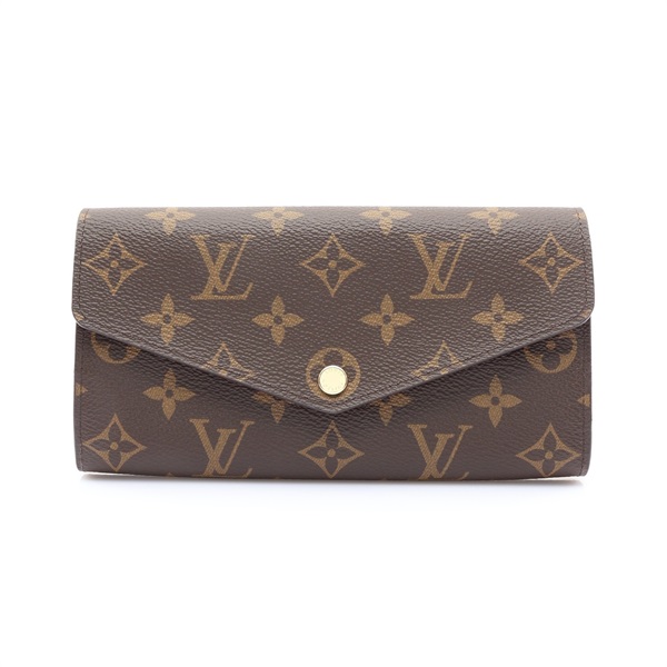 LOUIS VUITTON LV 路易威登 Sarah 扣式 長夾 棕/紅色 原花帆布 M62236
